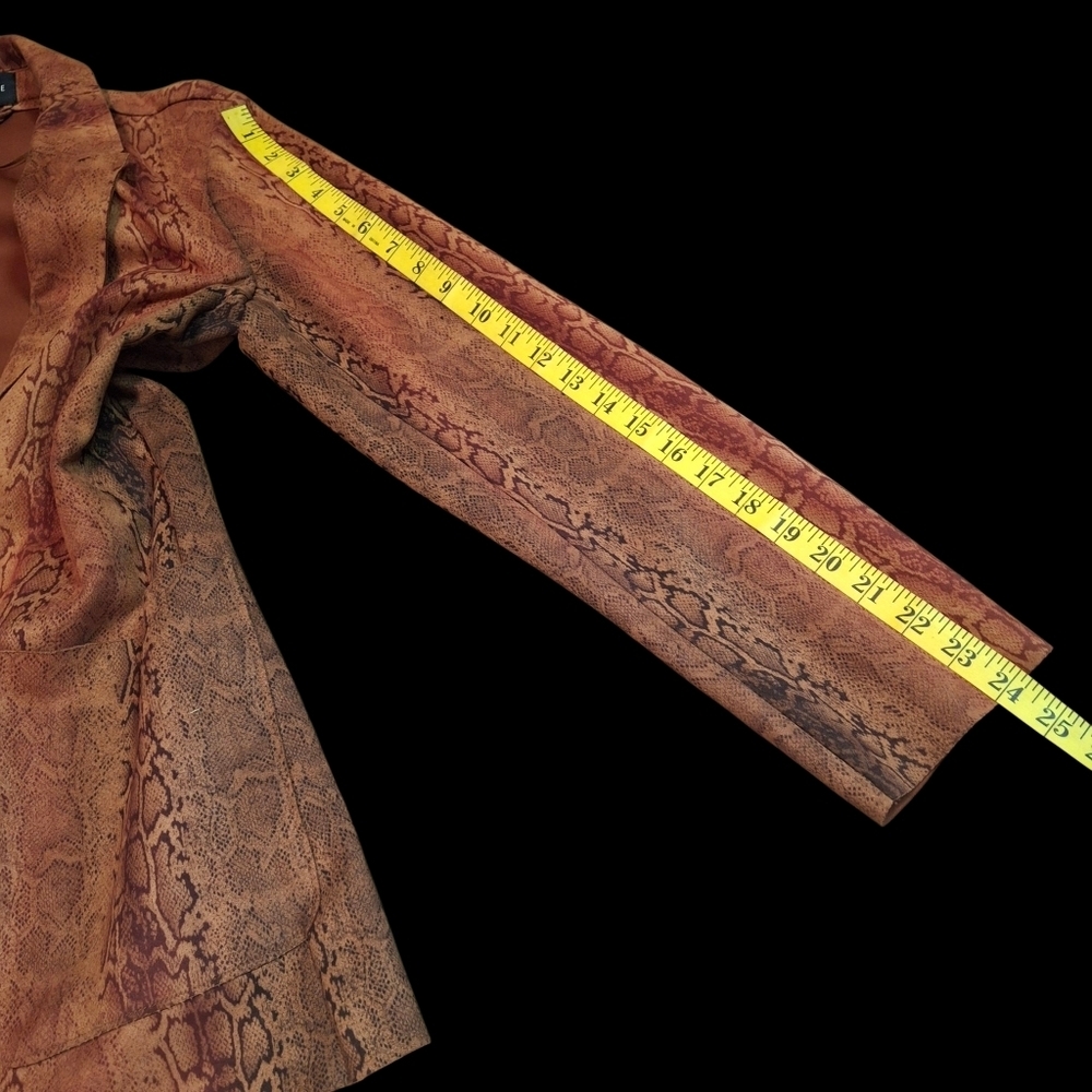 Premise Snakeskin Print Faux Leather Brown Open-Front Blazer Women Size Medium - Picture 15 of 16